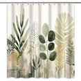 thumbnail image 5 of Sage Green Shower Curtain Eucalyptus Tropical Palm Leaves Green Beige Watercolor Botanical Bathroom Decor Shower Curtain Sets 72x72 Inch, 5 of 6