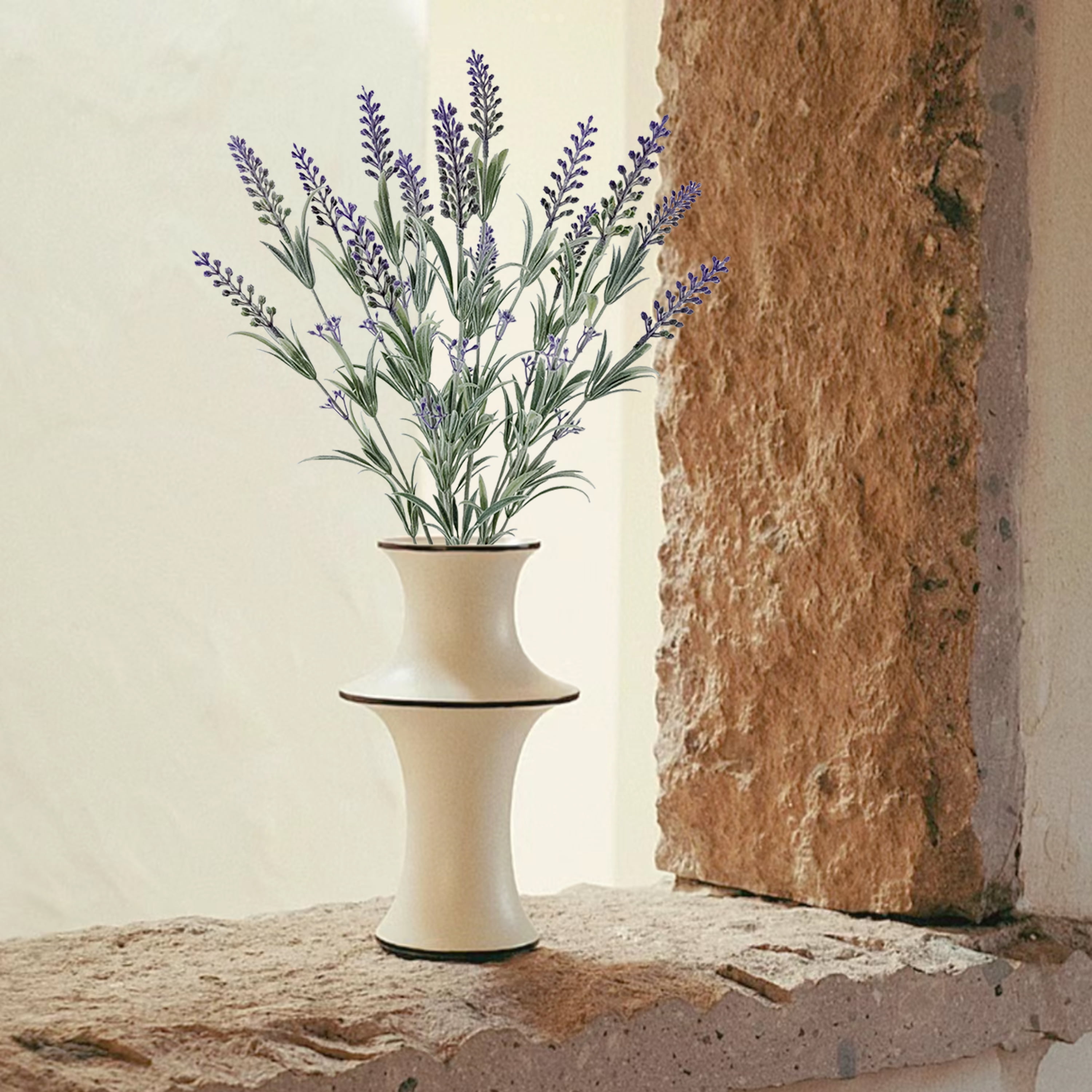 Mainstays Indoor Artificial Floral Bush, Lavender, Purple Color, Assembled Product Height 19"