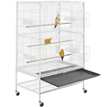 thumbnail image 3 of Yaheetech 52"H Rolling Metal Bird Cage with 3 Perches & 4 Feeders, White, 3 of 8