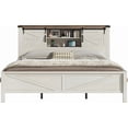 thumbnail image 6 of PLAUIN 44" H farmhouse King Bed Frame, Rustic Wood Platform with Bookcase Headboard, White, 6 of 9