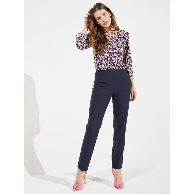 DressBarn Roz & Ali Secret Agent Pull-On Pants with Wide Waistband With  Tummy Control and Slim Leg 