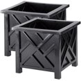 thumbnail image 1 of ZYPPP Set of 2 Chippendale Planter Boxes, Black, Outdoor Décor – Plant Holder for Garden, Patio and Lawn, Weather-Resistant Polypropylene – 14 ¾” sq. x 13 ¼ H Overall, 1 of 13