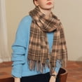 thumbnail image 4 of Prolriy Scarf for Women Autumn and Winter Colorful Plaid Shawl Thickening Warm Fringe Scarf Womens Scarf Pink, 4 of 8