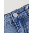 thumbnail image 3 of Womens Medium Wash Denim Mini Skirt With Cargo Flap Pockets And Button, 3 of 30