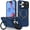 Blue, variant on MUKO Ring Holder Sliding Window Magnetic Mobile Phone Case for Apple iPhone 17 Pro Max,[Phone Holder] Matte Shockproof Protective Phone Cover Military Cases White