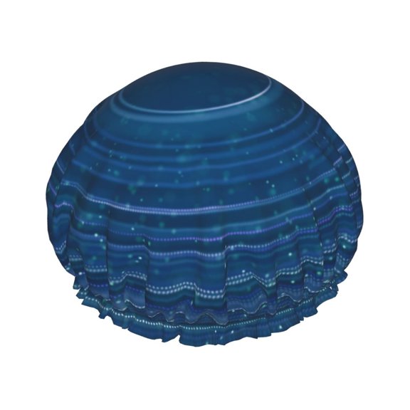 YFYANG Women's Double Waterproof Shower Cap, Blue Dream Swirl Reusable Hair Cap for All Hair Styles and Head Sizes