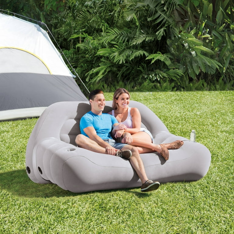 Intex Inflatable Outdoor Camping Sofa, 75 x 37 x 34, Grey