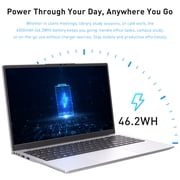 Auusda 15.6 Laptop, Win11 Pro 32GB RAM 1TB SSD, 3050E CPU Home Student Notebook Computer, Backlight, Fingerprint, Silver