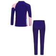 thumbnail image 2 of Ocealan Kids Girls 2Pcs Rash Guard Swimsuit Zipper Swim Tops Bathing Suit with Pants Long Sleeve Wetsuit Purple 120, 2 of 7
