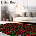 thumbnail image 2 of ODIKA 8'x10' Machine Washable Non-Slip Area Rug, Festive Holly and Ivy Interlocking Motif with Elegant Snowflake Accents High Traffic Rug, Red, 739303, 2 of 7