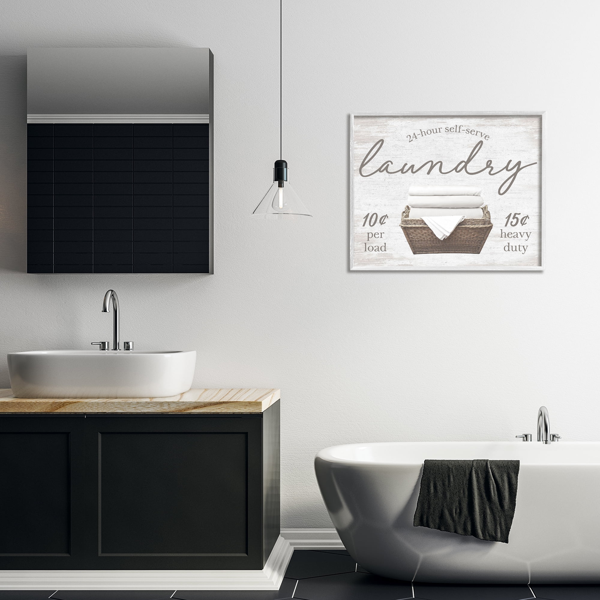 Stupell Industries Vintage Laundry Ad Typography Painting White Framed Art Print Wall Art, 30 x 24