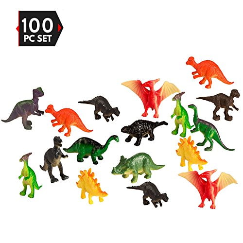 Large Tub of Dinosaurs Plastic Animals 18 pce Set T Rex Stegosaurus New Toys 