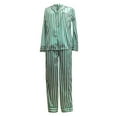 thumbnail image 6 of CONZONE Women's Pajamas Sets 2 Peice Pjs Set Long Sleeve Satin Sleepwear Tops Long Pants Striped Graphic Soft Fall Winter Nightwear Loungewear for Lady, 6 of 7