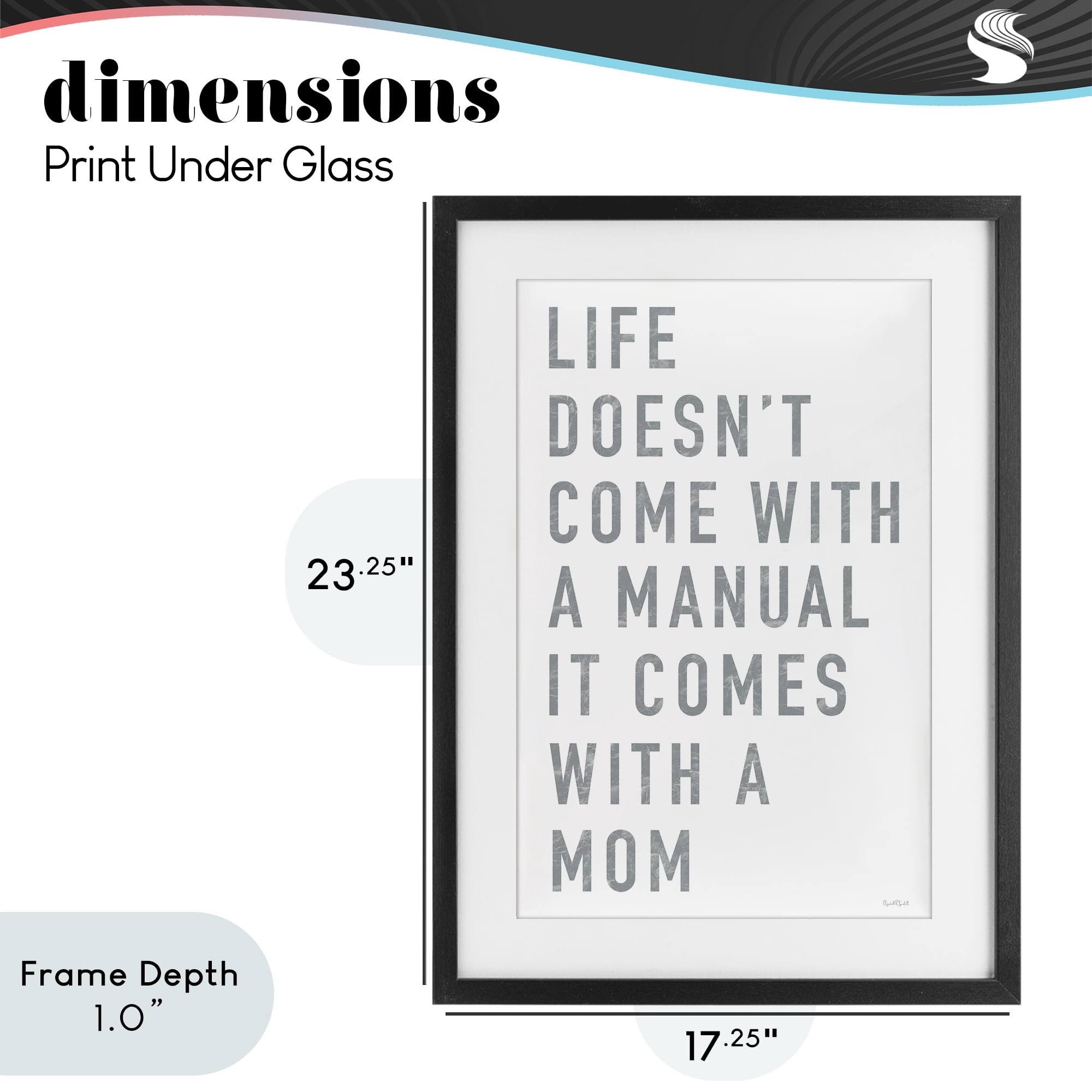 Stupell Industries Life Manual Is Mom Black Framed Print Under Glass, design by Elizabeth Tyndall