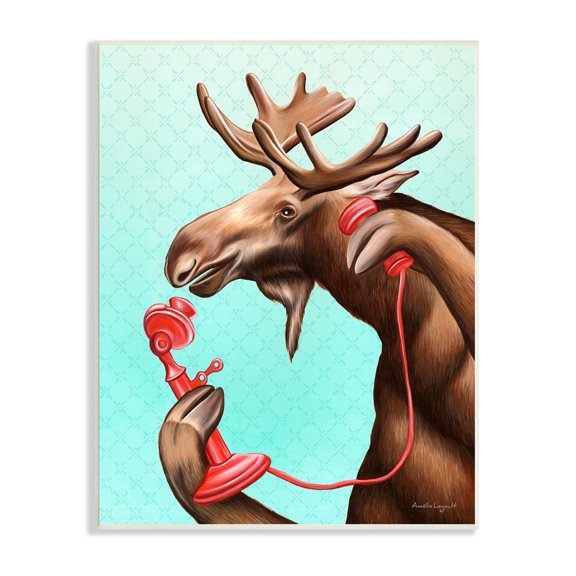 Stupell Industries Vintage Moose With Candlestick Telephone Ombre Background Graphic Art Unframed Art Print Wall Art, Design by Amelie Legault