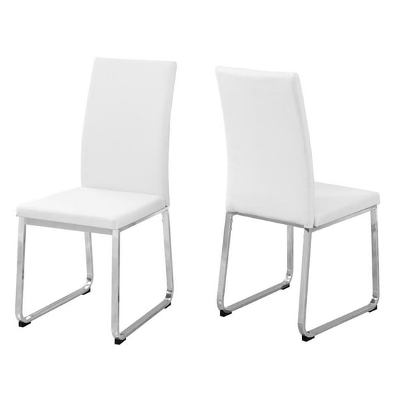 Monarch Faux Leather Dining Chair in White and Chrome (Set of 2)