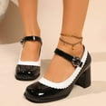 thumbnail image 4 of Miluxas Womens Retro Shoes Chunky Heeled Mary Jane Mid Block Heel Pumps Black 9.5(43), 4 of 9