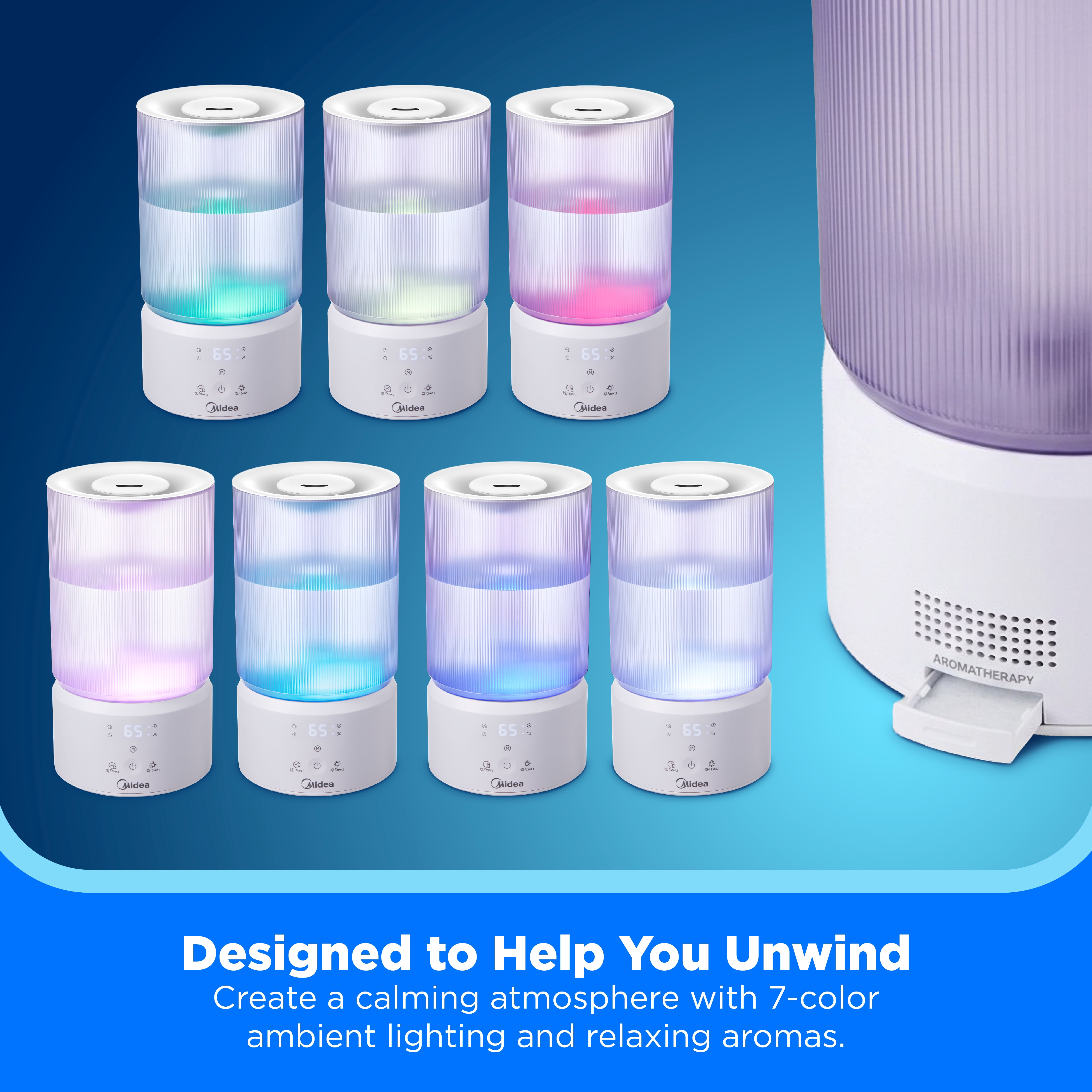 Midea 1 Gallon Ultra Sonic Cool Mist Humidifier with Whisper-Quiet operation, MSU16UC1DW