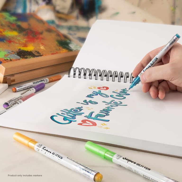 Glitter Art Markers 6-Piece Set with Fine Tips photo 3