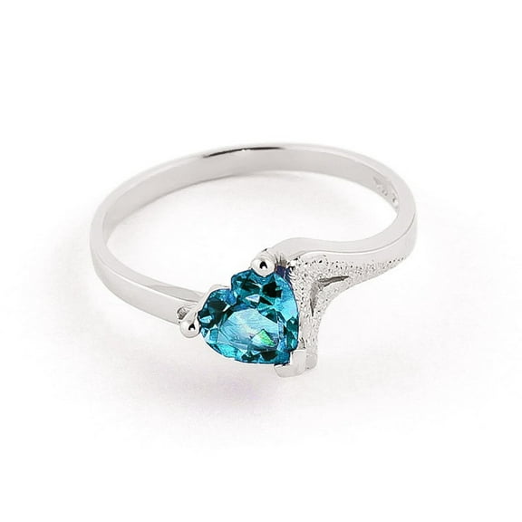 Galaxy Gold 14k Solid White Gold Ring with Natural Heart-shaped Blue Topaz - Size 7