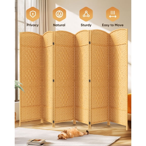 Jostyle Room Divider 6ft. Tall Extra Wide Privacy Screen, Folding Privacy Screens Freestanding Nature