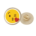 thumbnail image 1 of Love You Kiss Broche Ronde en Métal Doré avec Visage en Ligne Mignon, 1 of 3