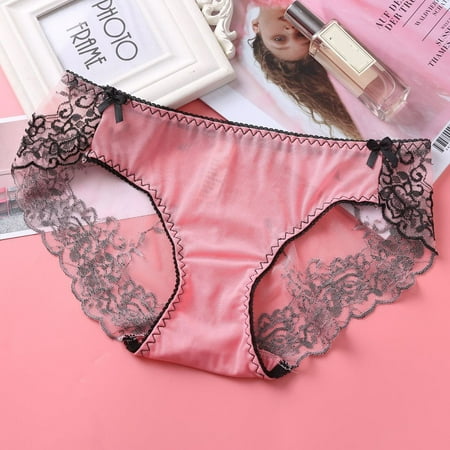 

Pxiakgy intimates for women knicker Elastic Lace Yarn Underwear Pantie Embroidery Women High Underpants Pink + L