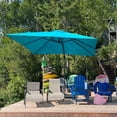 thumbnail image 3 of PURPLE LEAF OUTDOOR 8FT Square Cantilever Umbrella with Base - 360° Rotating Waterproof Patio Umbrella, Glacier Blue Sun Shade for Poolside Deck Garden Backyard, 3 of 9