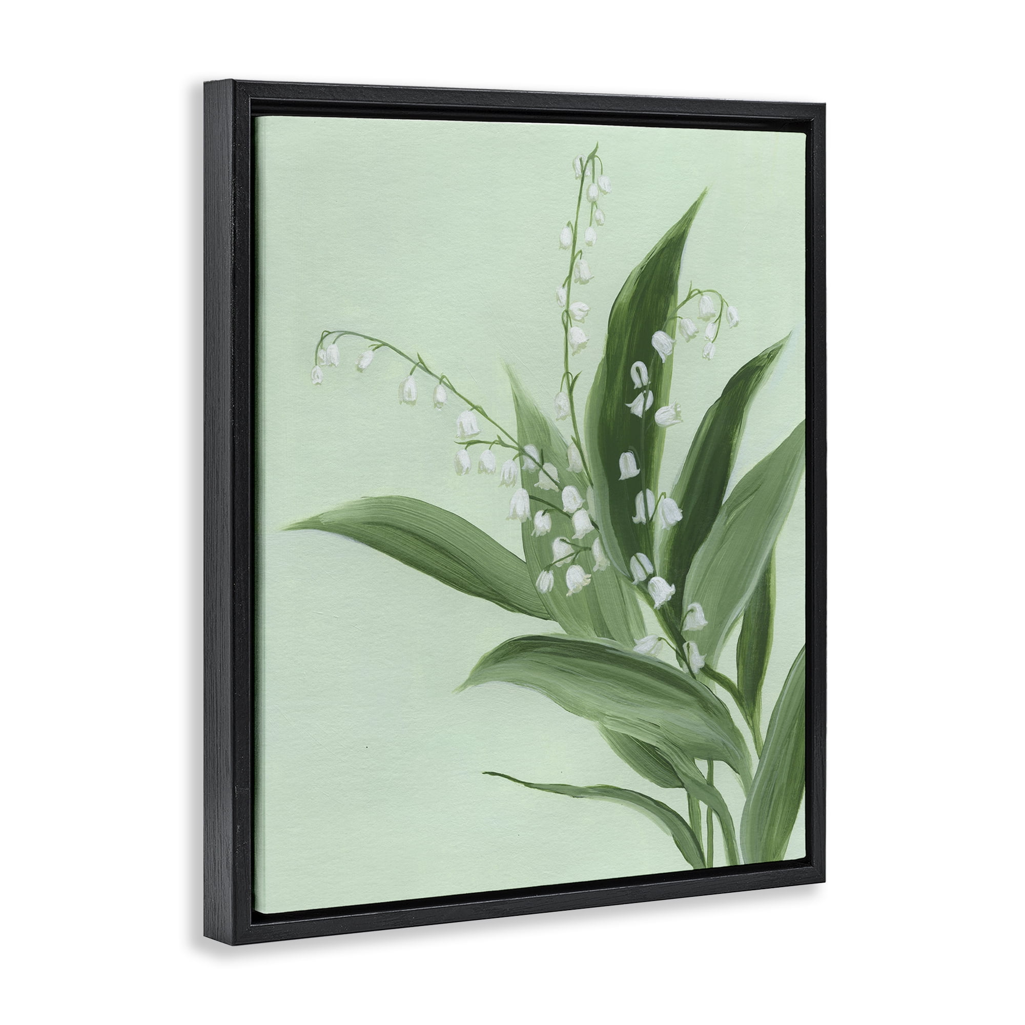 Stupell Industries Gentle Lily of Valley Black Framed Floater Canvas Wall Art, design by Grace Popp