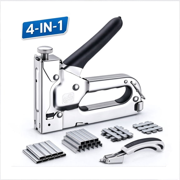 SPBTAR 4-in-1 Heavy Duty Staple Gun with 4000 Staples, Manual Brad Nailer, Adjustable Power Stapler for Wood Crafts Carpentry Upholstery DIY