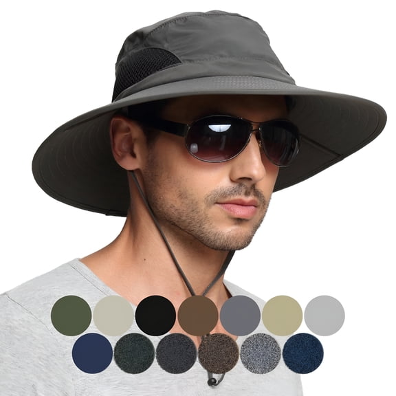 TELOLY 2026 New Sun Hat Waterproof Boonie Hat, Mens Caps and Hats, Wide Brim Bucket Hat Dark Grey, for Fishing Hiking Camping for Outdoor Activities, Travel, Gardening, Beach Trips, Sunny Weather