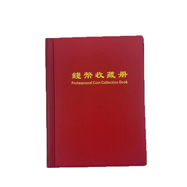 Cateissary Hogar 52mm 60 bolsillos monedas conmemorativas Mini colección libro de almacenamiento fichas portátiles álbum de sellos organizador de gran Almacenamiento y organización del hogar Rojo Cateissary HA073866-01