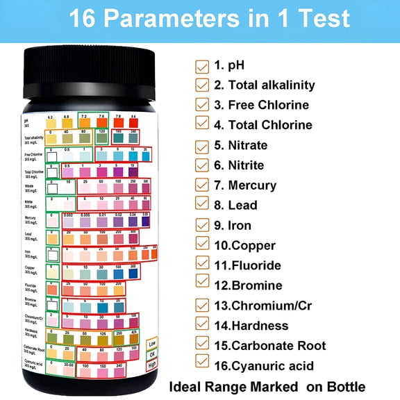 GJX Water Test Kit 16 in 1 Professional Hardness Test Kits,Well Water Test Strips