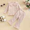 thumbnail image 2 of KPOPLK Toddler Baby Clothes Girls Long Sleeve Waffle Contrast Color Sweatshirt Pants Sets 3 6 12 18 24 Months 2T 3T 4T 5T Girls Fall Winter Outfits Size 18-24 Months, 2 of 9