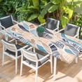 thumbnail image 2 of Ombre Blue Brown Table Cloths for 8 Foot Rectangle Tables, Summer Abstract Coastal Ocean Beach Wave Patio Waterproof Elastic Fitted Tablecloths, Washable Rectangular Table Cover for Camping, 2 of 8