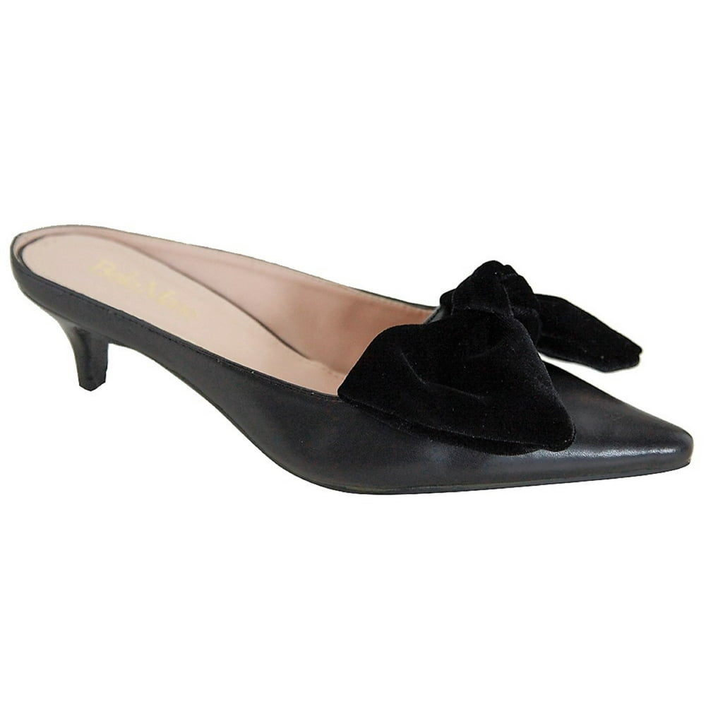 black pointed toe chunky heel