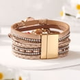 thumbnail image 5 of Women’s Multi-Layer Leather Heart Bracelet with Rhinestones – Magnetic Clasp, Retro Fashion Bangle, 5 of 6