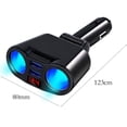thumbnail image 2 of USB C Car Charger Cigarette Lighter Splitter Adapter Digital Dual USB Charger 2-Way Car Cigarette Lighter Socket Adapter Rotation Car Smart Charging Solid Adapter, 2 of 8