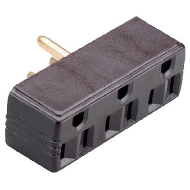 Plugin Triple Outlet Adapter, Brown, 15 Amp, 125V, Pass & Seymour