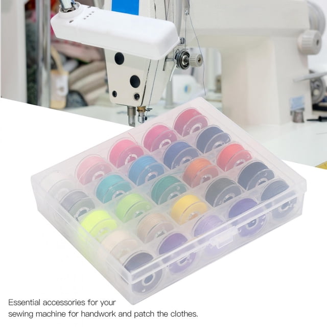 Colorful Sewing Threads with Plastic Bobbins with Clear Storage Plastic Box for Home Embroidery
