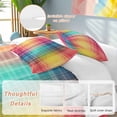thumbnail image 3 of Colorful Plaid Bedding 3 Piece Duvet Cover Set California King, Modern Chic Rainbow Gradient Striped Soft Microfiber Comforter Cover with Zipper Closure & Pillowcases, FadeResistant Quilt Cover, 3 of 9