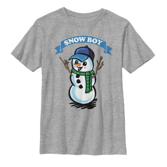 Boy's Lost Gods Christmas Snow Boy  Graphic Tee Athletic Heather X Large
