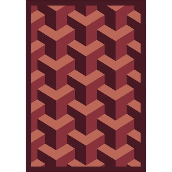 Rooftop Burgundy 5 ft.4 in. x 7 ft.8 in.  WearOn Nylon Machine Tufted- Cut Pile Whimsy Rug