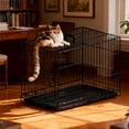 thumbnail image 2 of 30" Dog Crate, Folding Metal Wire Dog Cage with Double Door & Double Lock, Portable Pet Crate Kennel for Small Medium Dogs Cats Rabbits, Black, 2 of 7