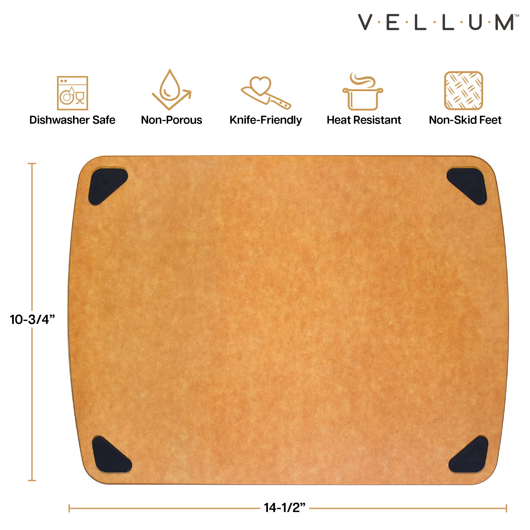 Vellum Wood Fiber Cutting Board with Non-Slip Silicone Feet; Dishwasher Safe Cutting Board for Kitchen, 14-1/2" x 10-3/4"