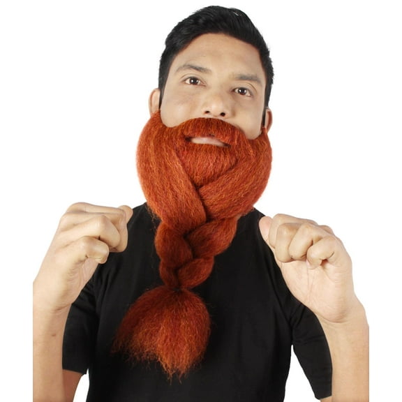 HPO | Adult Men's Ginger Red Vikings' Beard and Mustache| Synthetic Fiber