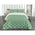 thumbnail image 3 of Ambesonne Moroccan Quilted Bedspread Set 3 Pcs, North Stars, Queen Size, Sea Green Cream Black, 3 of 5