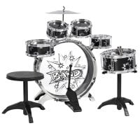 Best Choice Products 11-Piece Kids Starter Drum Set w/ Bass Drum, Tom Drums, Snare, Cymbal, Stool, Drumsticks - (Best Birch Drum Kit)