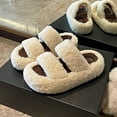 thumbnail image 5 of Gamivast Women's Slippers Fuzzy Open Toe Indoor Cozy Memory Foam Slip-on House Slides Shoes Warm Winter Platformed Chunky 2 Bands Slipper with Fleece Lining and Rubber Sole, 5 of 6