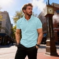 thumbnail image 5 of Qwertyu Mens Polo Shirts Short Sleeve Button Golf Casual Slim Fit Shirt with Pocket Spring Summer Stylish Tops Light Blue L, 5 of 5
